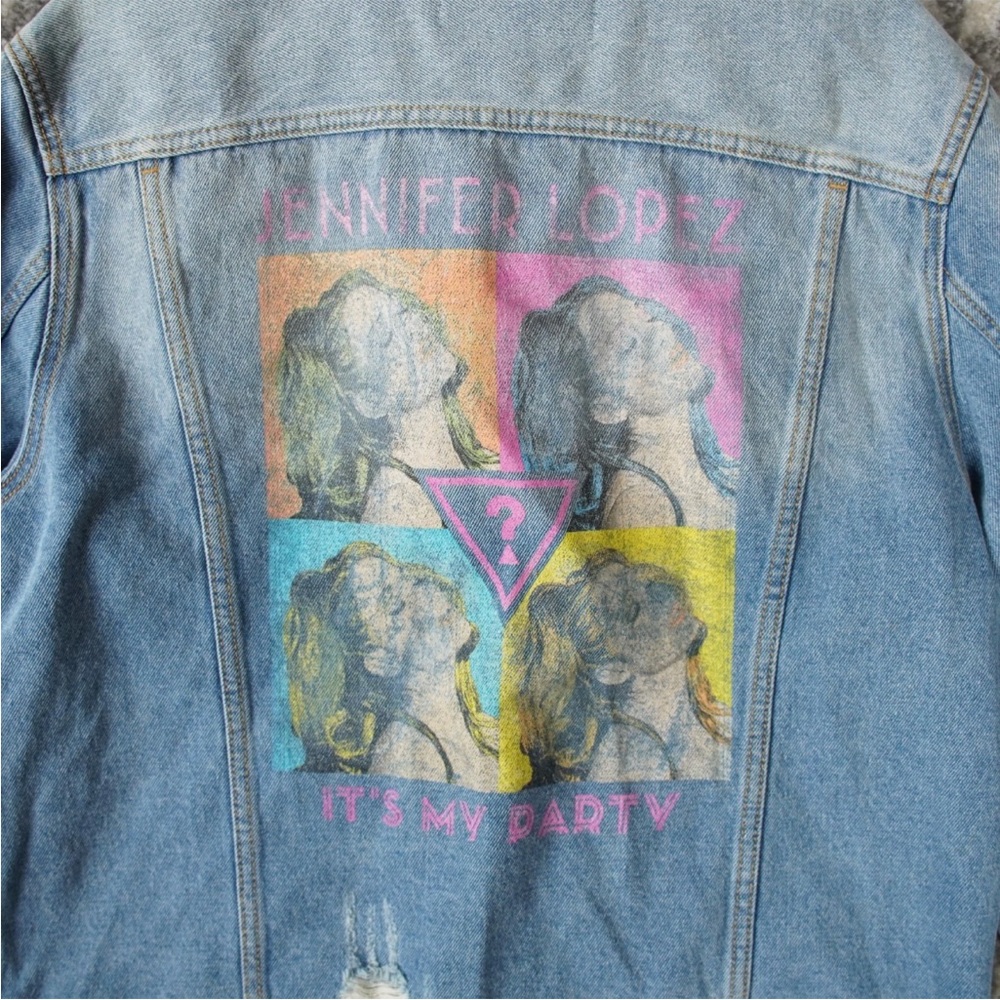 GUESS JLO Dillon Denim Jacket Adult Size Large Blue Jennifer Lopez It's My Party - Picture 3 of 14